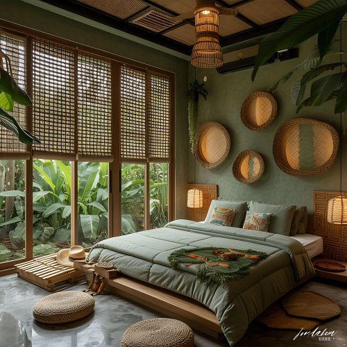 a bedroom featuring a Malin oak bedside cabinet